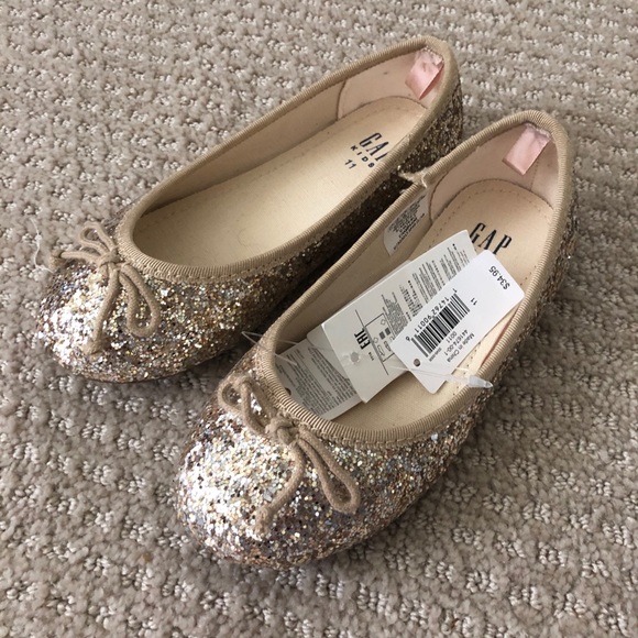 gold glitter ballet flats